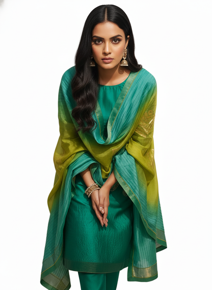 Semi Stitched Formal chanderi Suitset