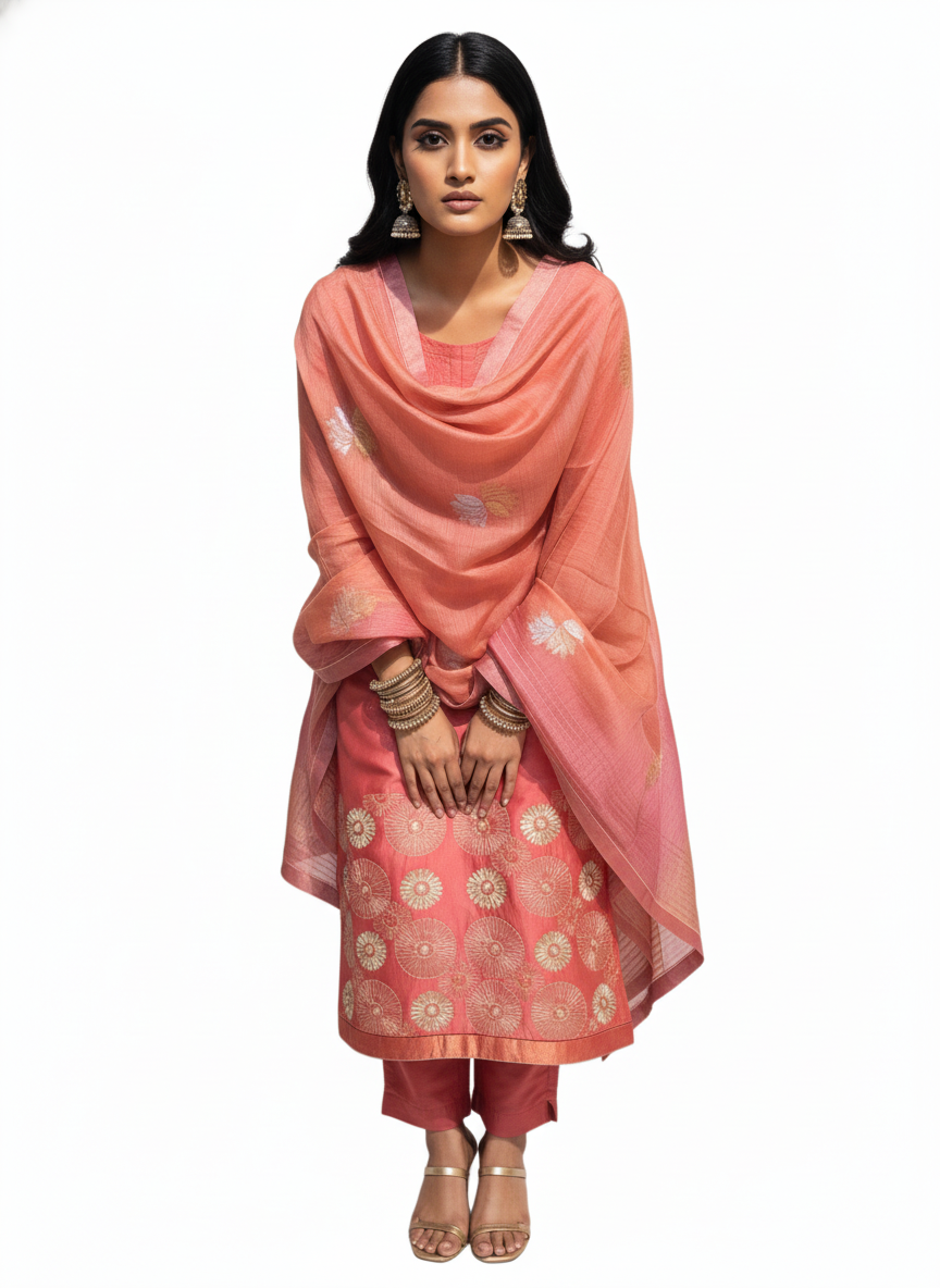 Semi Stitched Formal Chanderi Suitset
