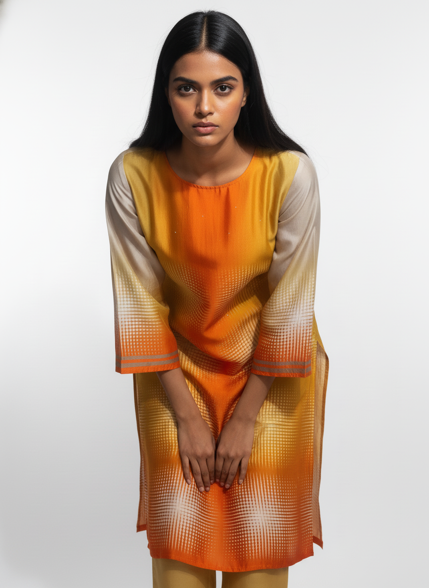 Semi Stitched Chanderi Kurta