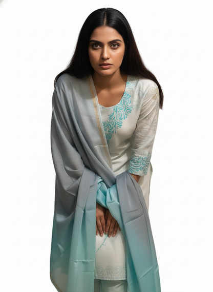 Semi Stitched Chanderi Casual Suitset