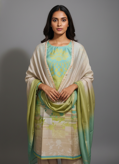 Semi Stitched Chanderi Casual Suitset