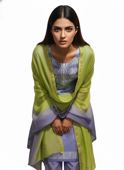 Semi Stitched Chanderi Casual Suitset