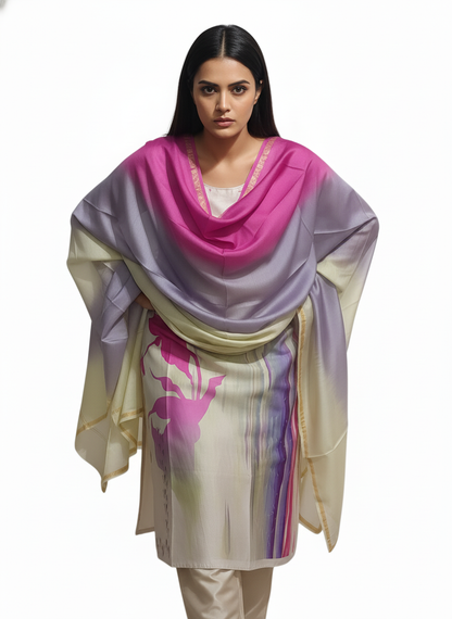 Semi Stitched Chanderi Casual Suitset