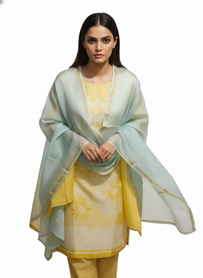 Semi Stitched Chanderi Casual Suitset