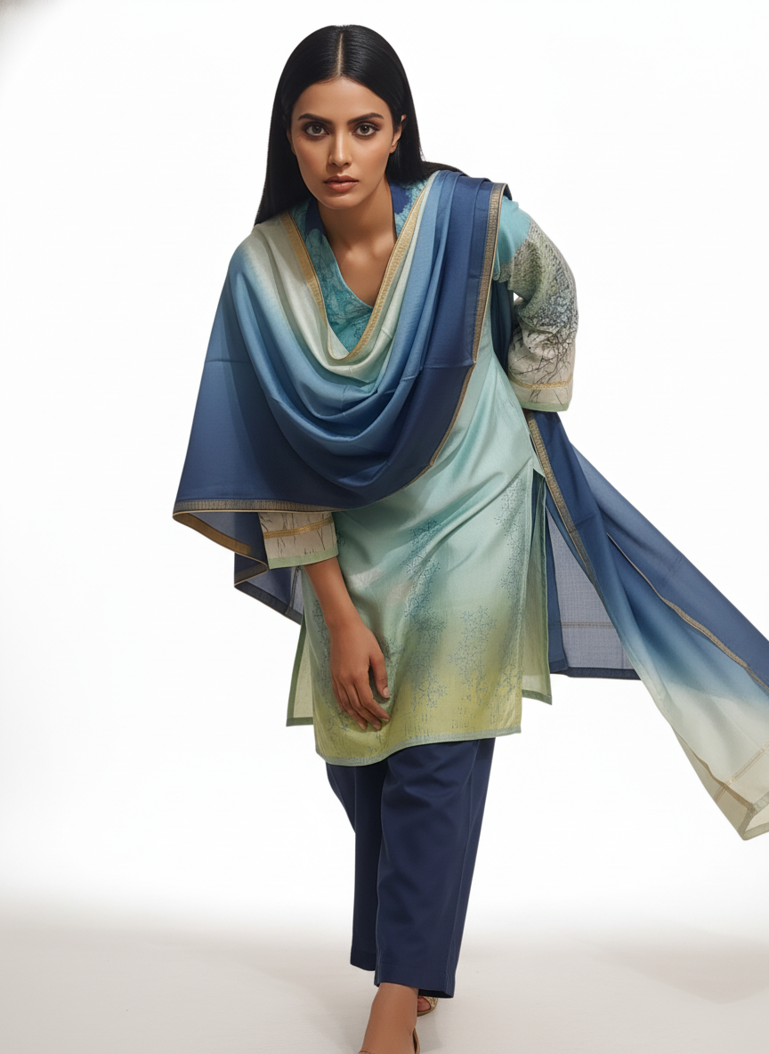 Semi Stitched Chanderi Casual Suitset