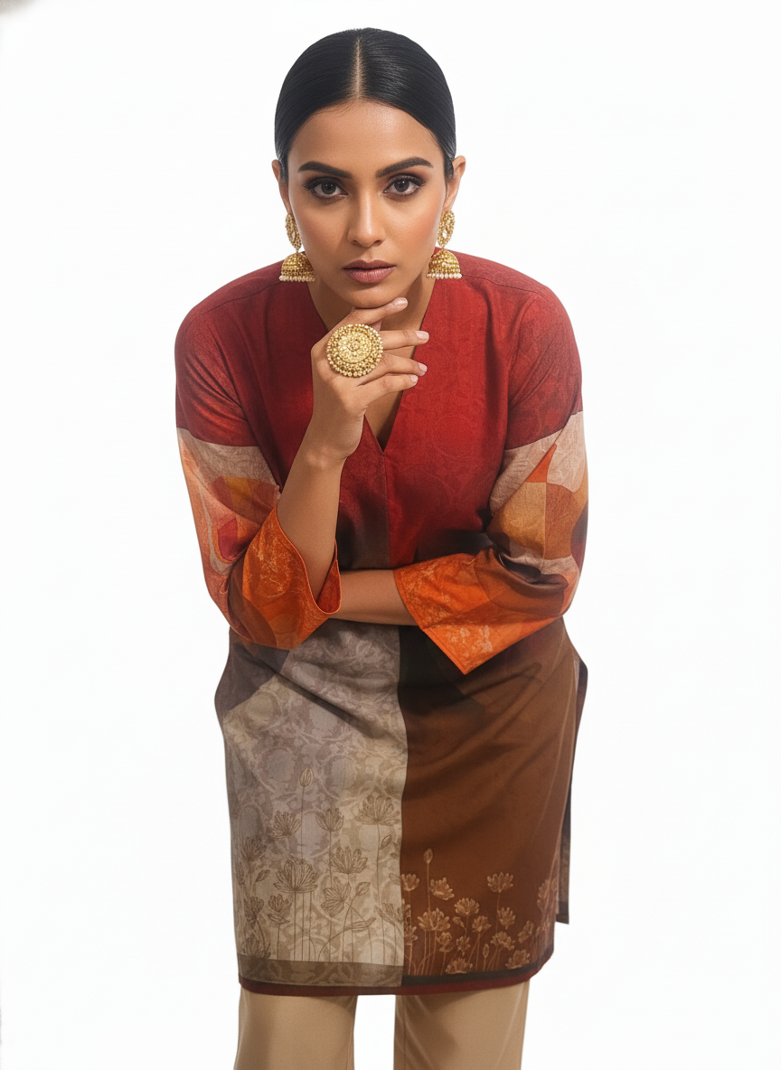 Semi Stitched Chanderi Kurta