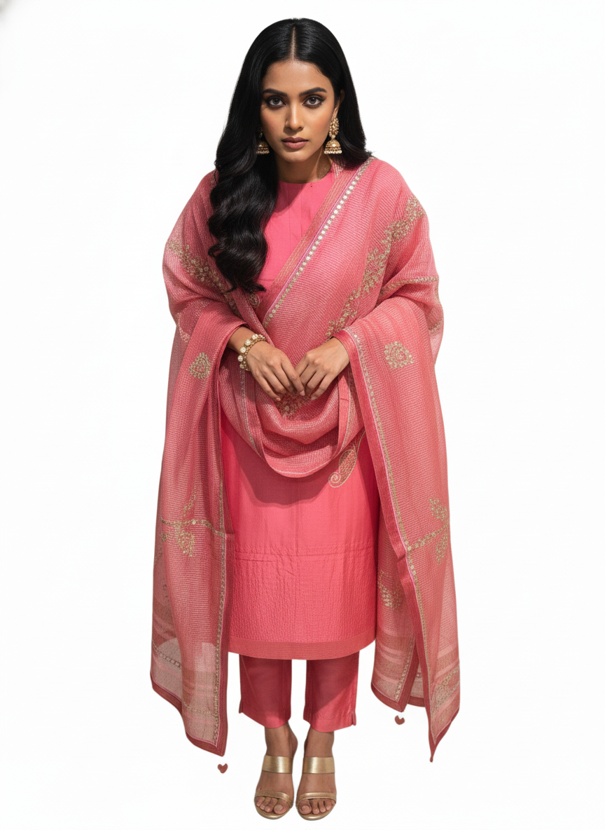 Semi Stitched Formal Chanderi Suitset