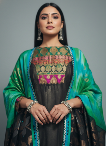 Semi Stitched Formal Chanderi Suitset