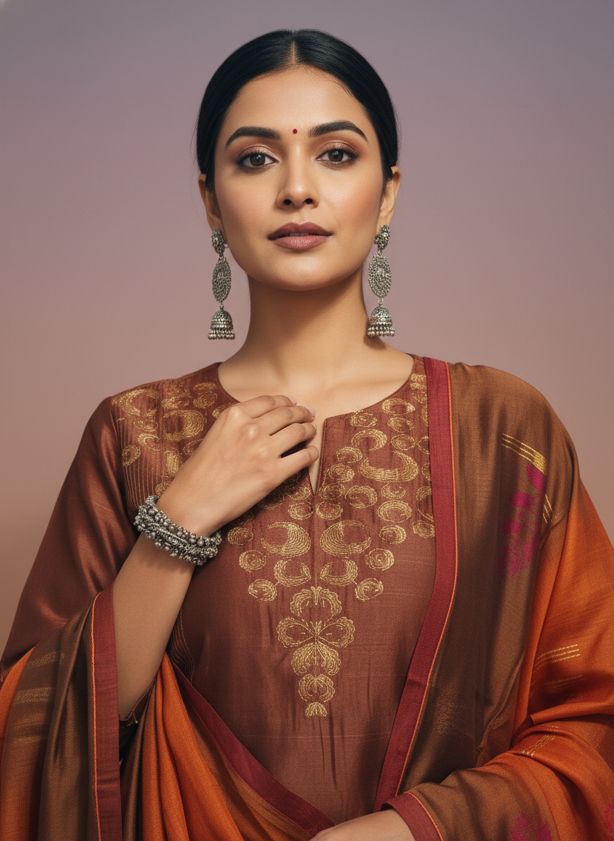 Semi Stitched Formal Chanderi Suitset