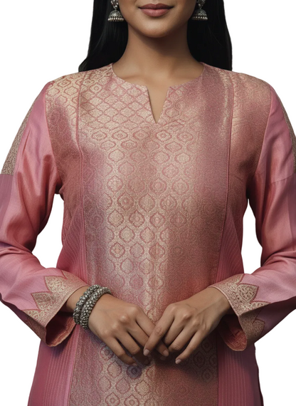 Semi Stitched Formal chanderi Kurta