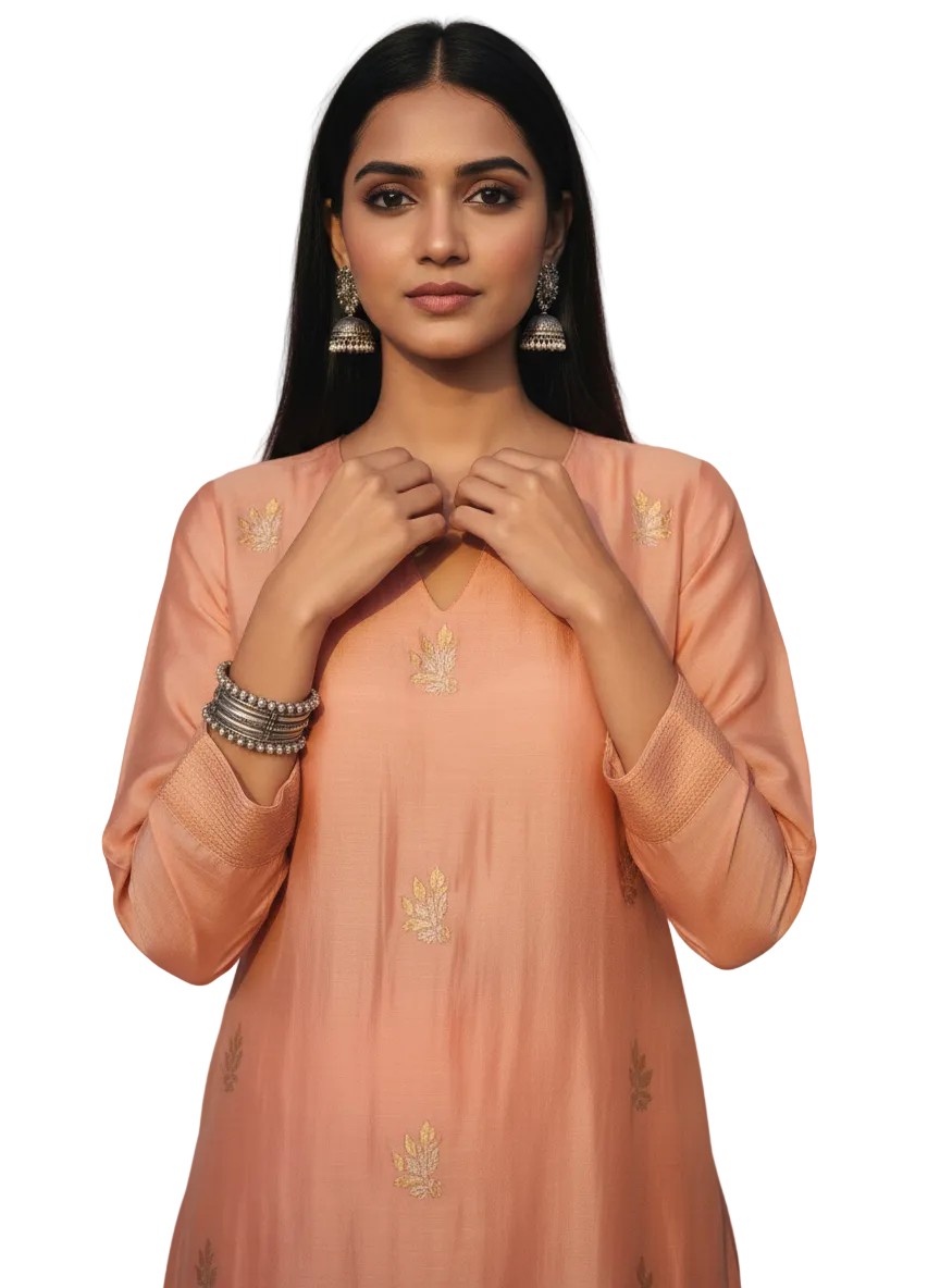 Semi Stitched Formal chanderi Kurta