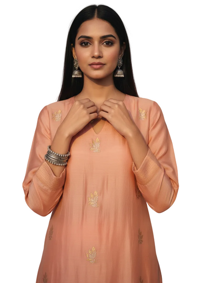 Semi Stitched Formal chanderi Kurta