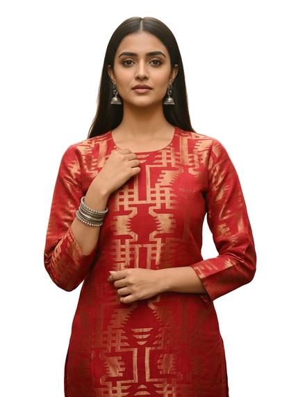 Semi Stitched Formal chanderi Kurta