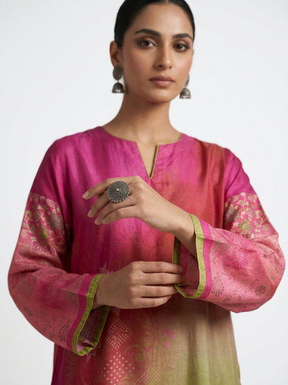 Semi Stitched Chanderi Kurta