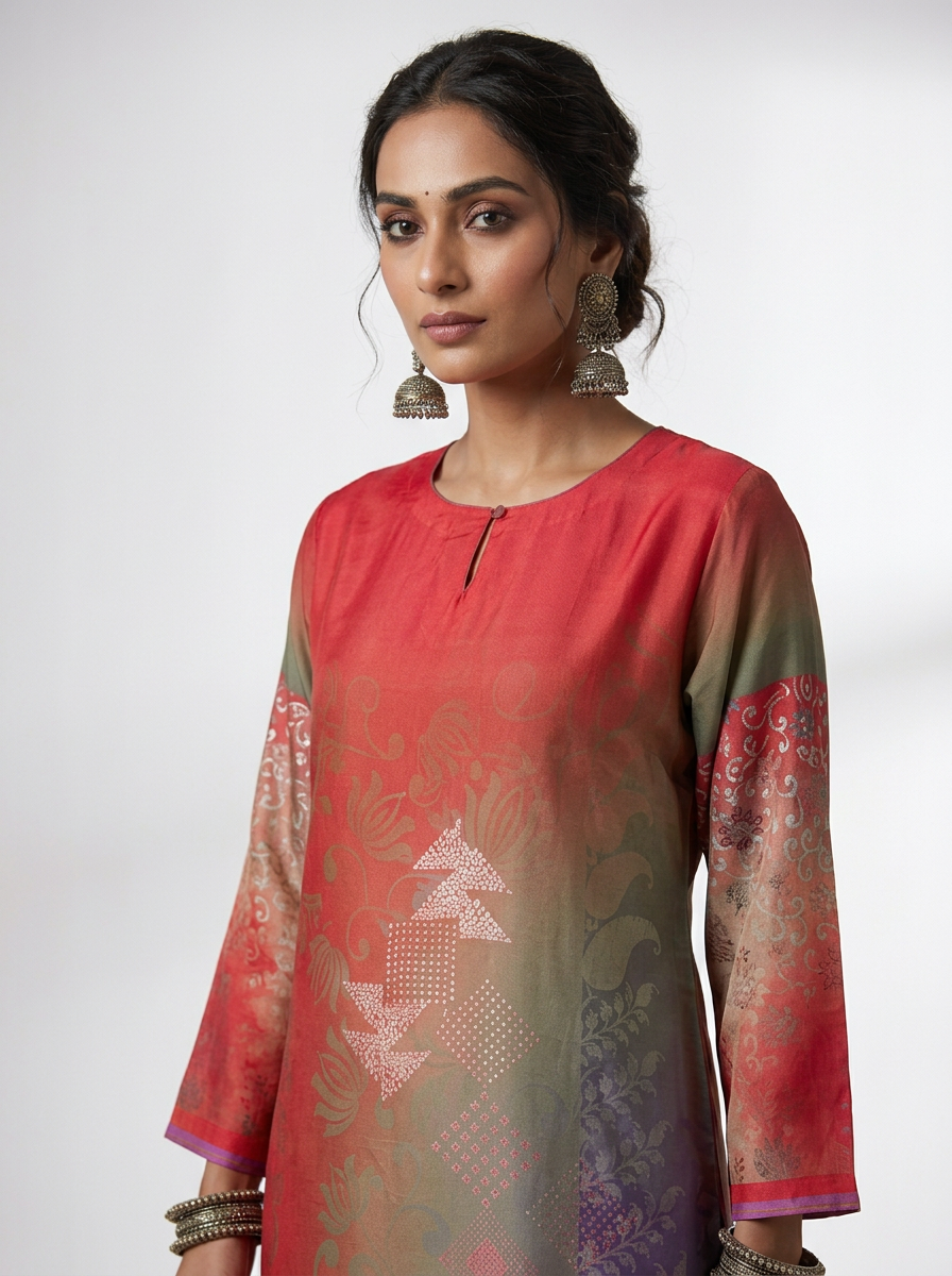 Semi Stitched Chanderi Kurta