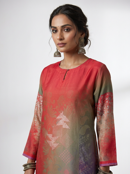 Semi Stitched Chanderi Kurta