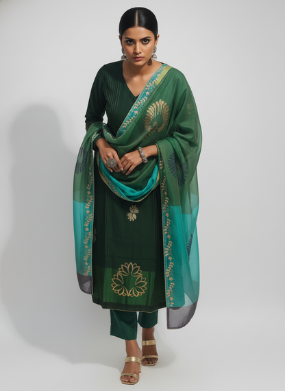 Semi Stitched Formal Chanderi Suitset