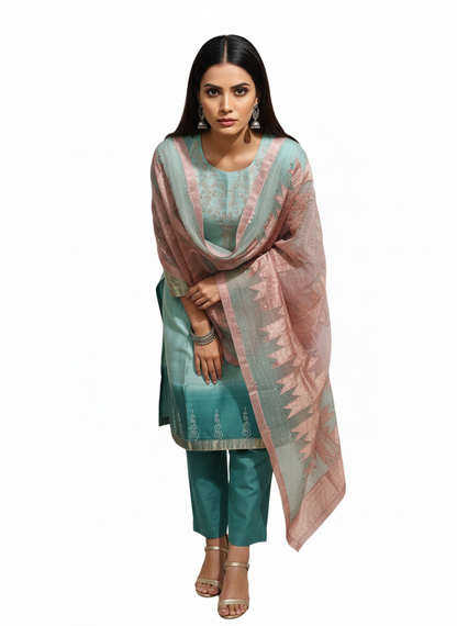Semi Stitched Formal Chanderi Suitset