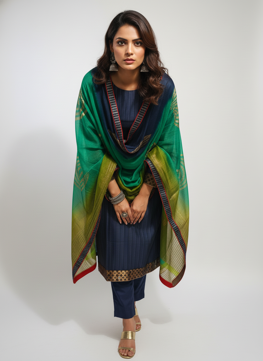 Semi Stitched Formal chanderi Suitset