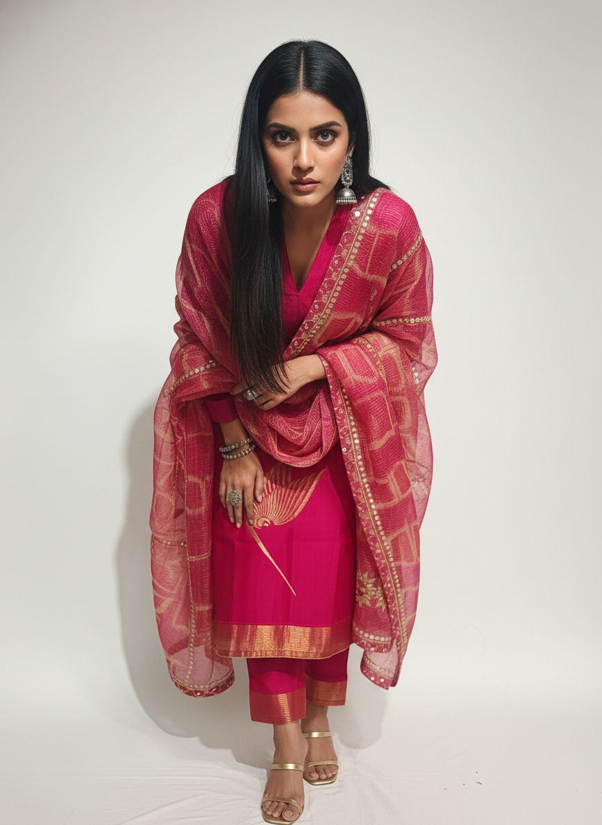 Semi Stitched Formal Chanderi Suitset