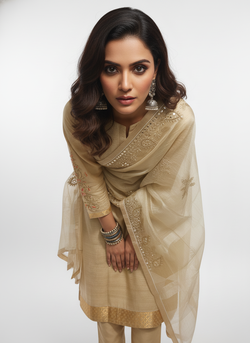 Semi Stitched Formal Chanderi Suitset