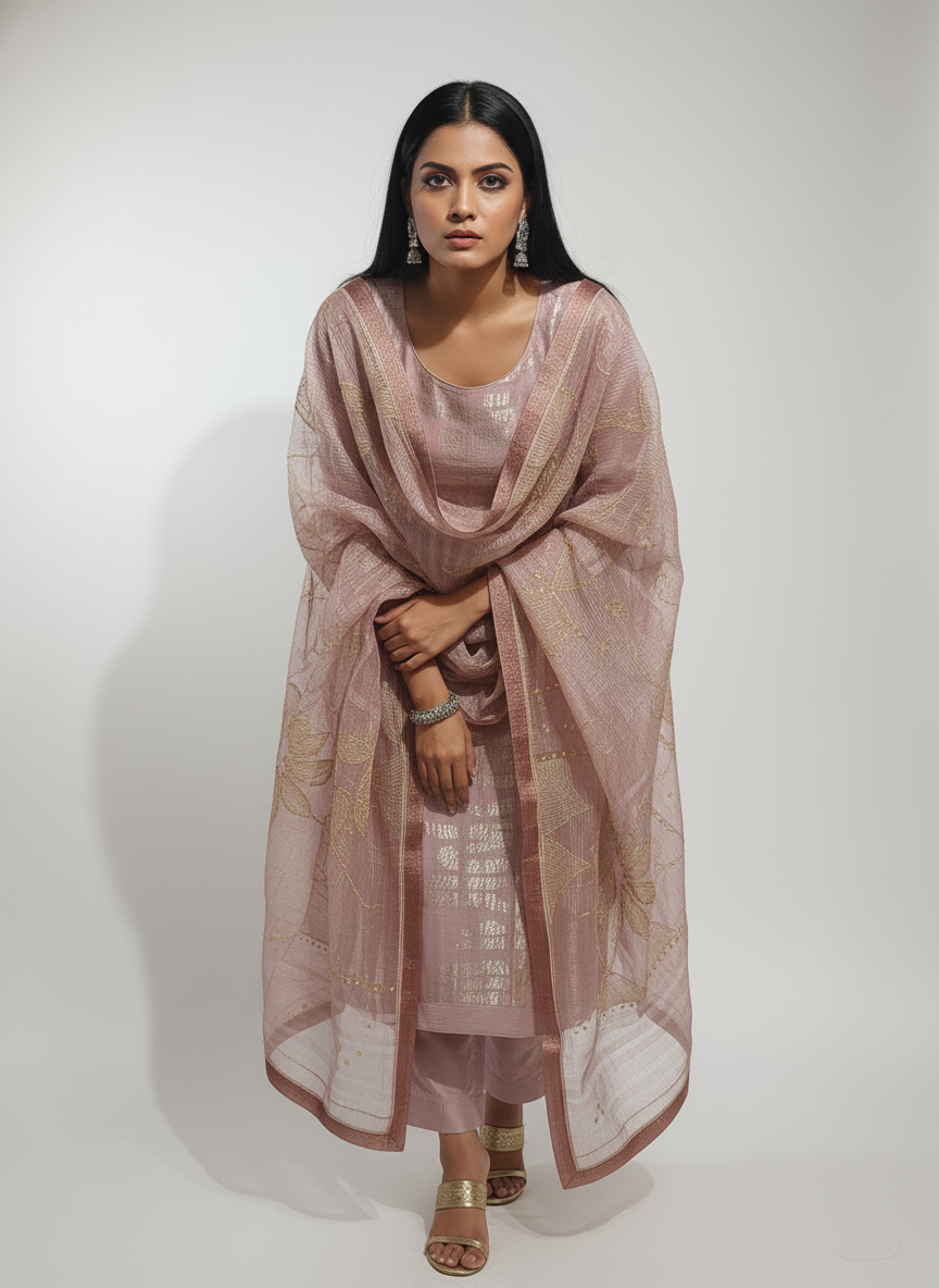 Semi Stitched Formal Chanderi Suitset