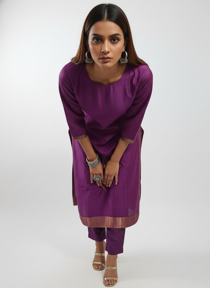 Semi Stitched Formal chanderi Kurta