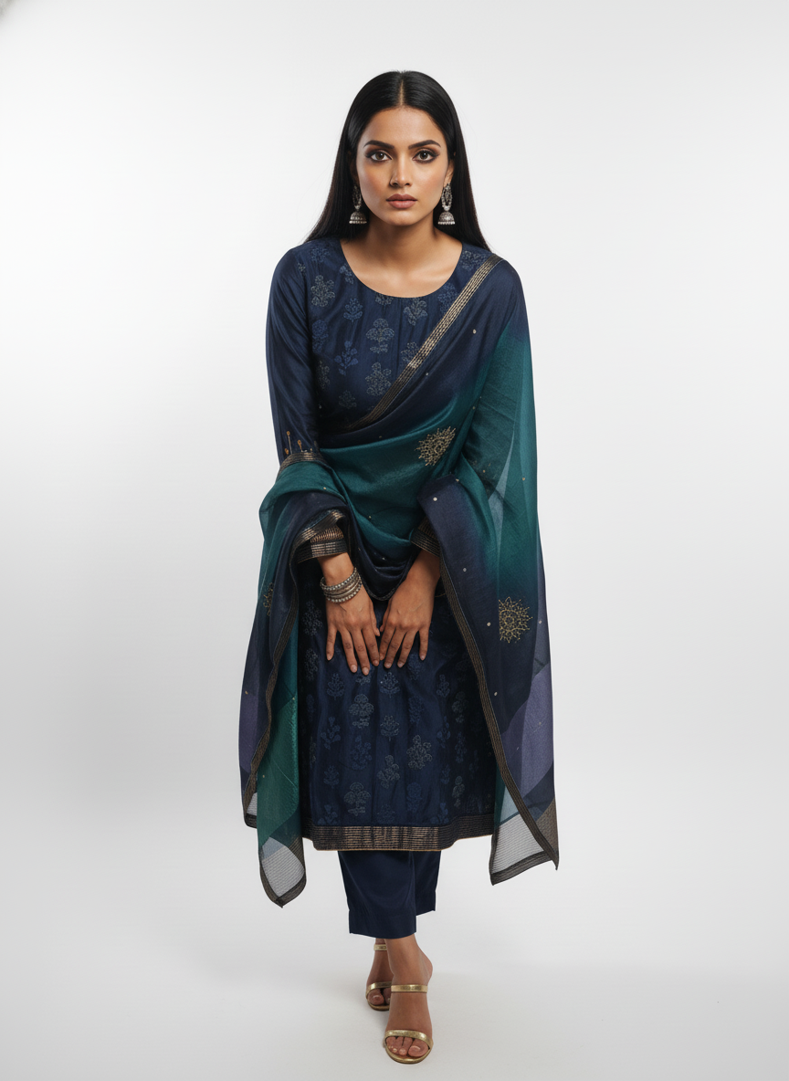 Semi Stitched Formal Chanderi Suitset