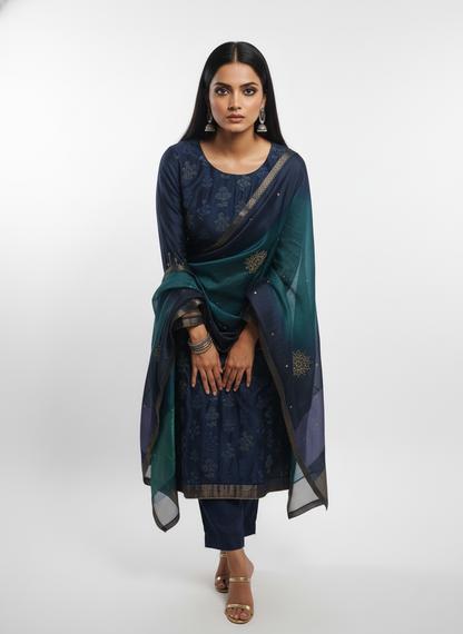 Semi Stitched Formal Chanderi Suitset