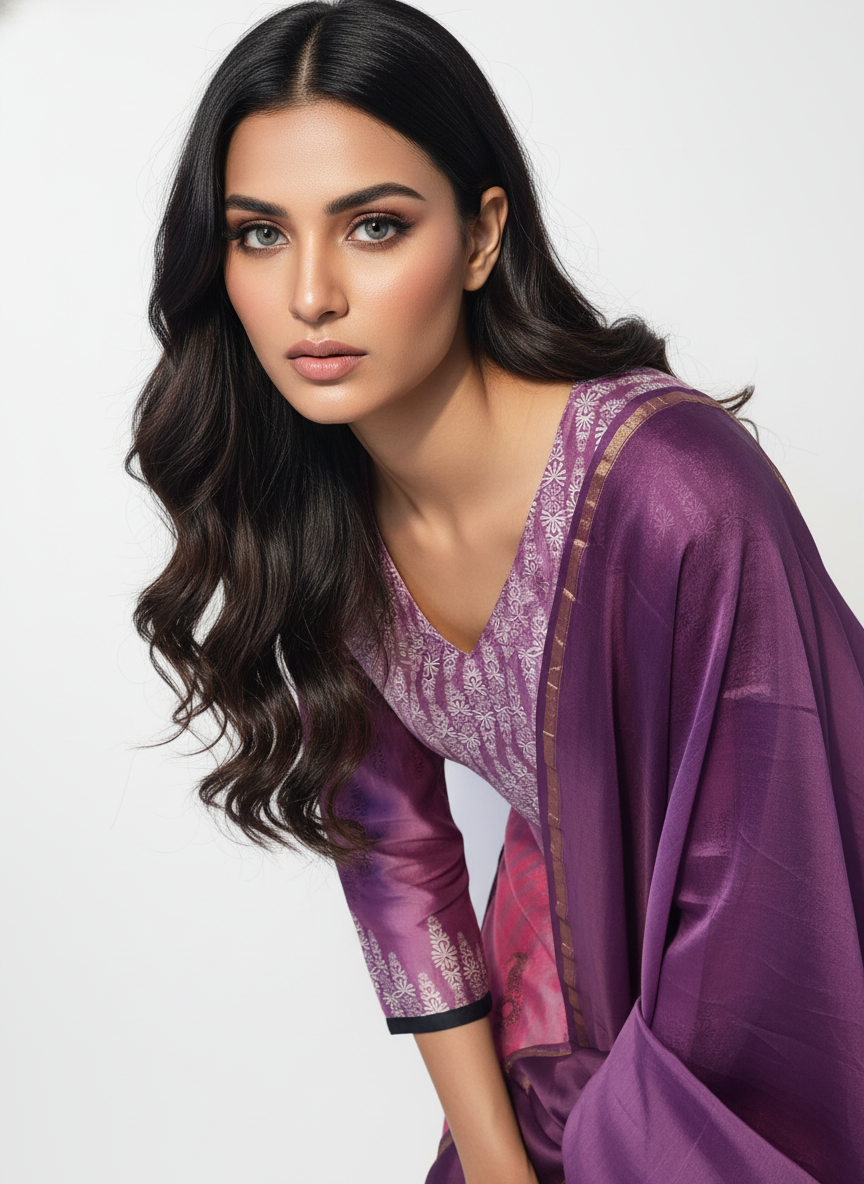 Semi Stitched Chanderi Casual Suitset