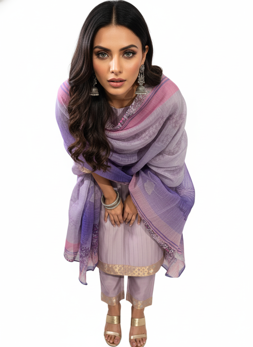 Semi Stitched Chanderi Casual Suitset