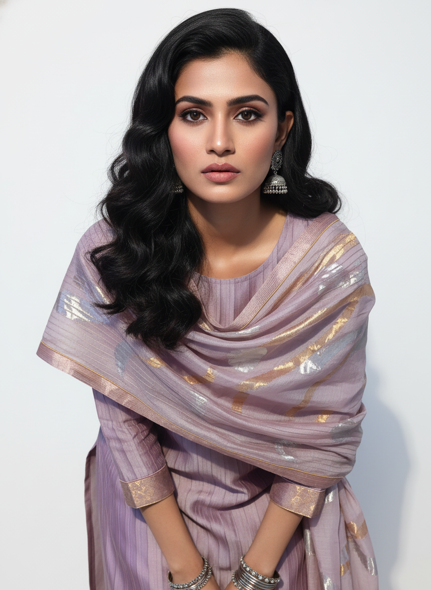 Semi Stitched Formal chanderi Suitset