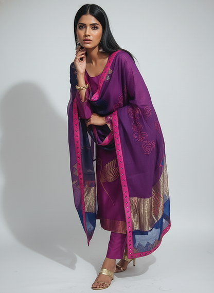 Semi Stitched Formal Chanderi Suitset