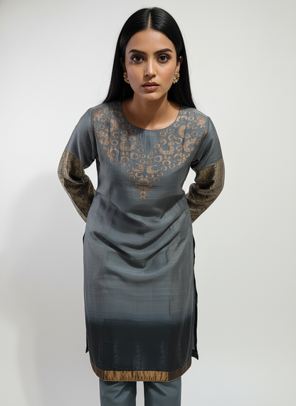 Semi Stitched Formal chanderi Kurta