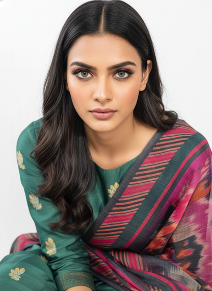 Semi Stitched Chanderi Casual Suitset