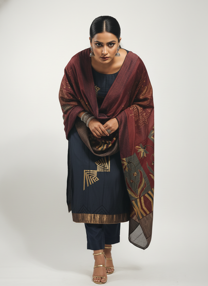 Semi Stitched Formal Chanderi Suitset