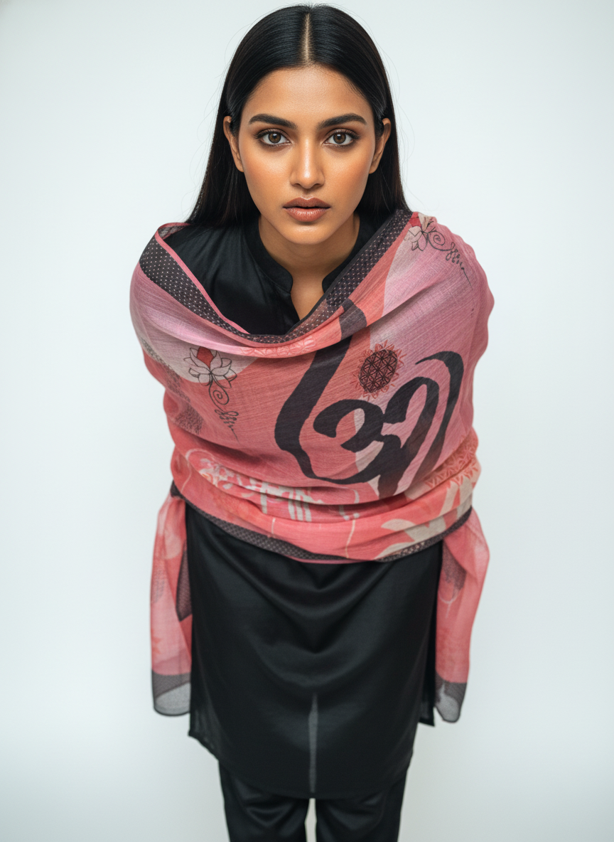 Printed silk linen Dupatta