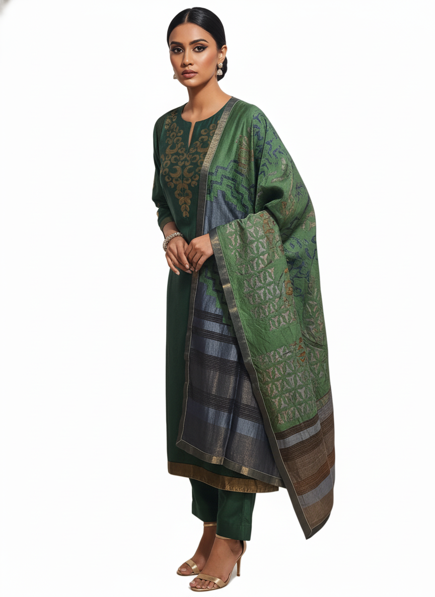 Semi Stitched Formal Chanderi Suitset