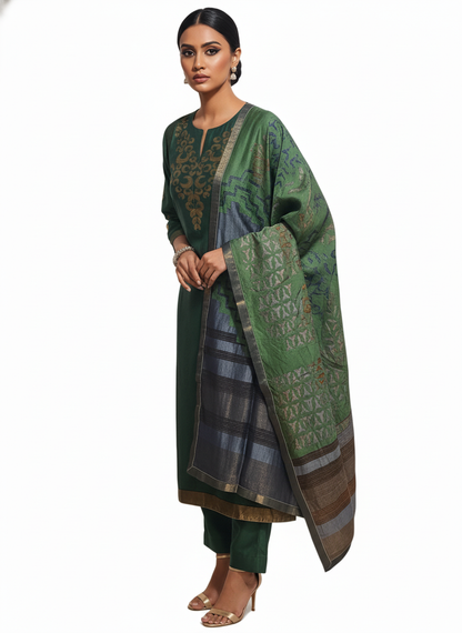 Semi Stitched Formal Chanderi Suitset