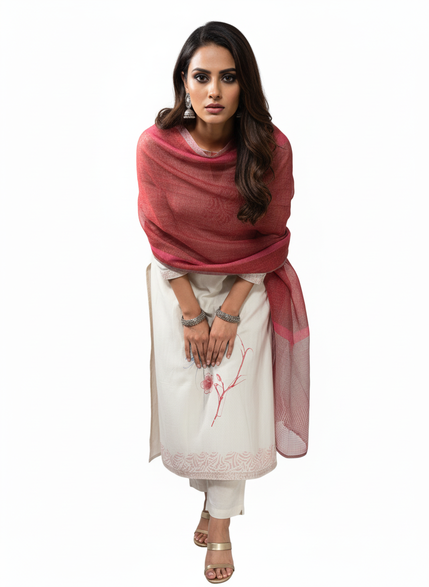 Semi Stitched Chanderi Casual Suitset