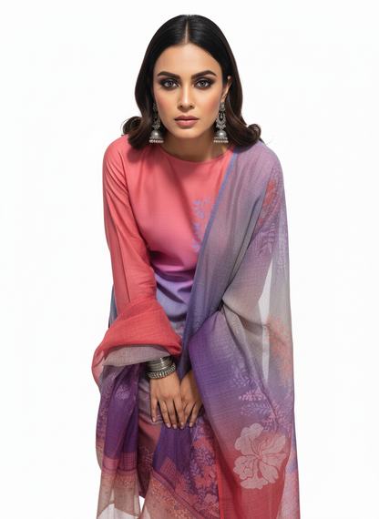 Semi Stitched Chanderi Casual Suitset