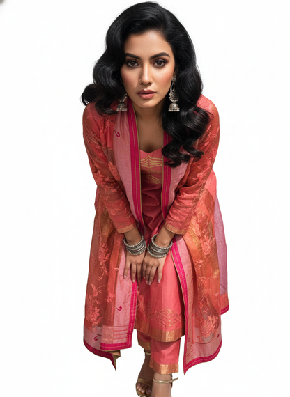 Semi Stitched Formal chanderi Suitset