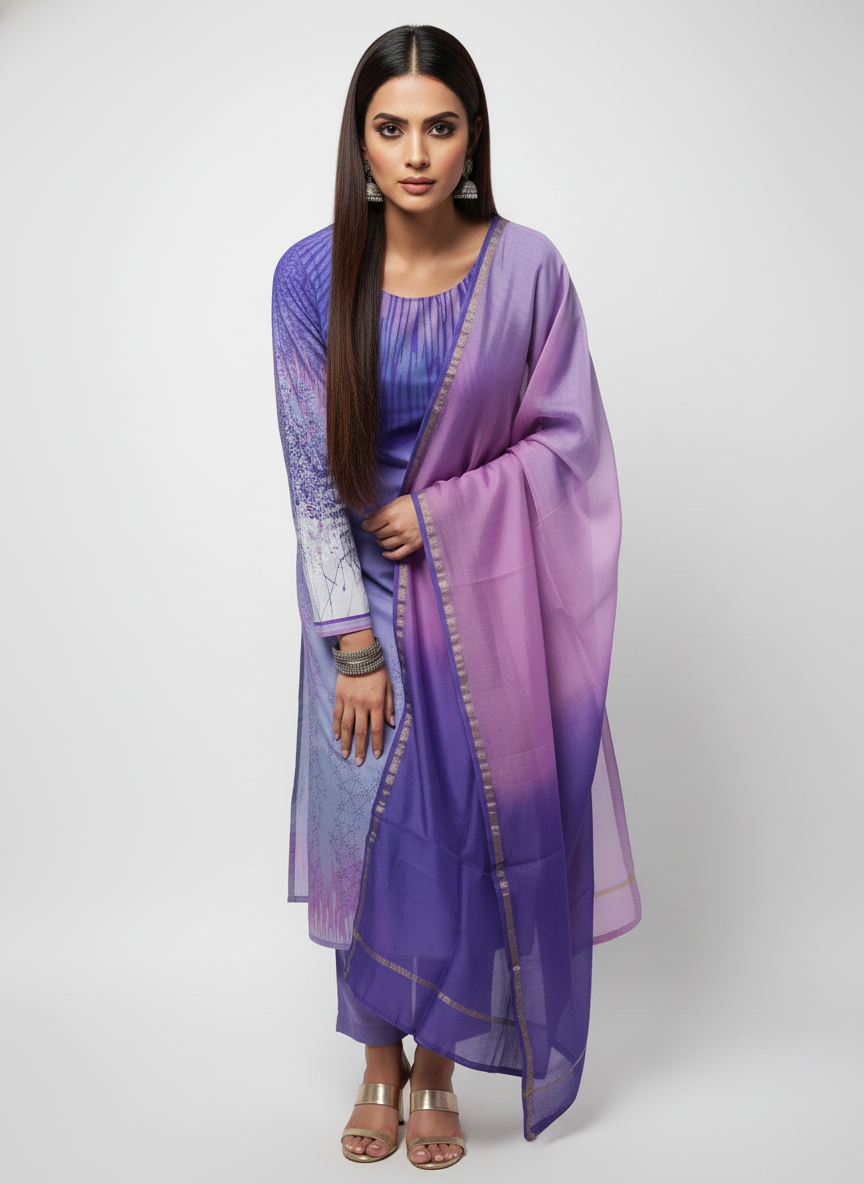 Semi Stitched Cotton Suitset