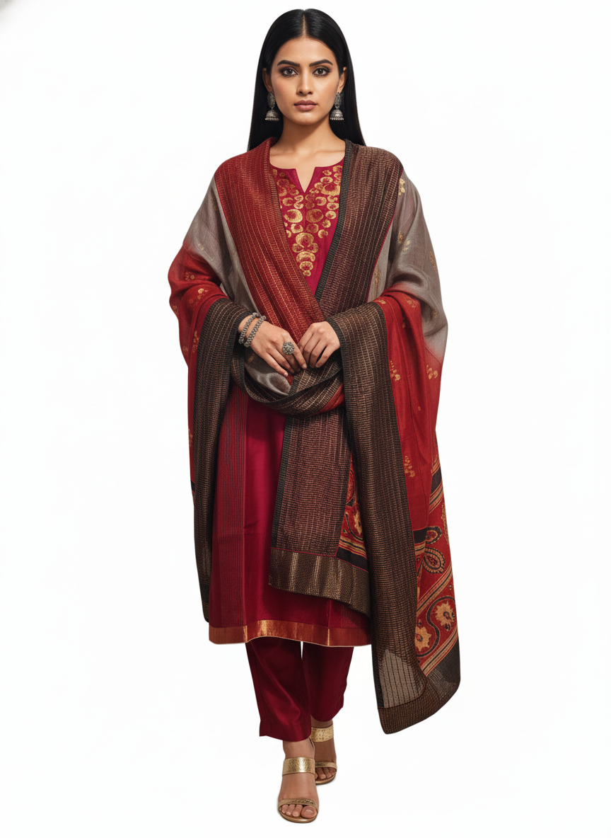 Semi Stitched Formal Chanderi Suitset
