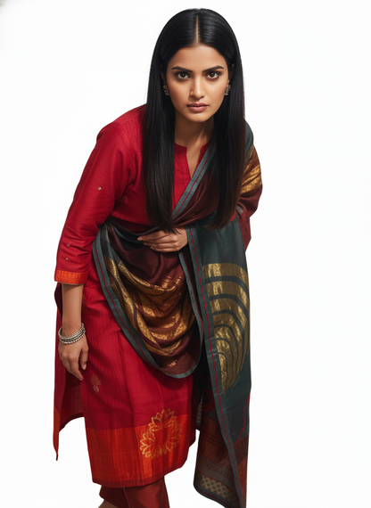 Semi Stitched Formal Chanderi Suitset