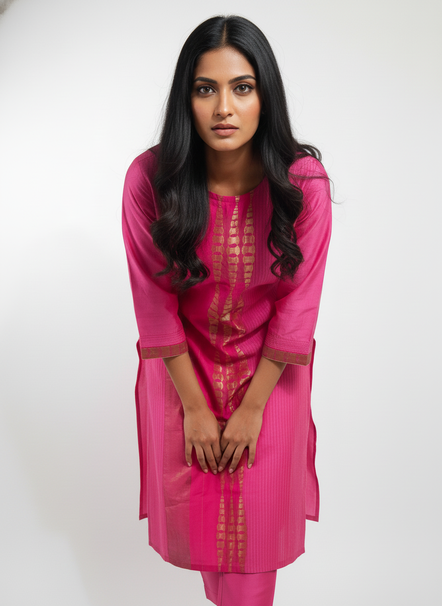 Semi Stitched Formal chanderi Kurta