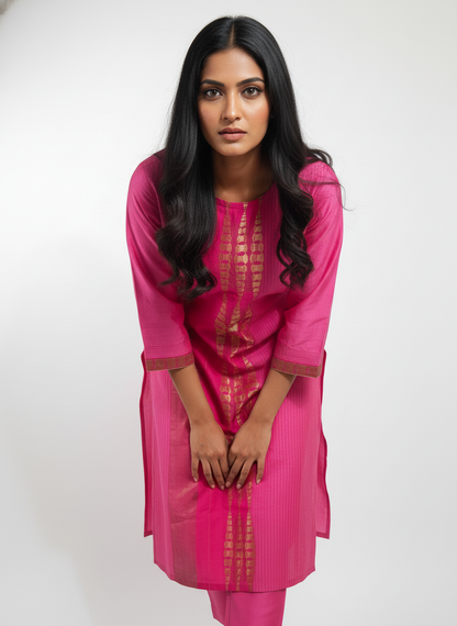 Semi Stitched Formal chanderi Kurta