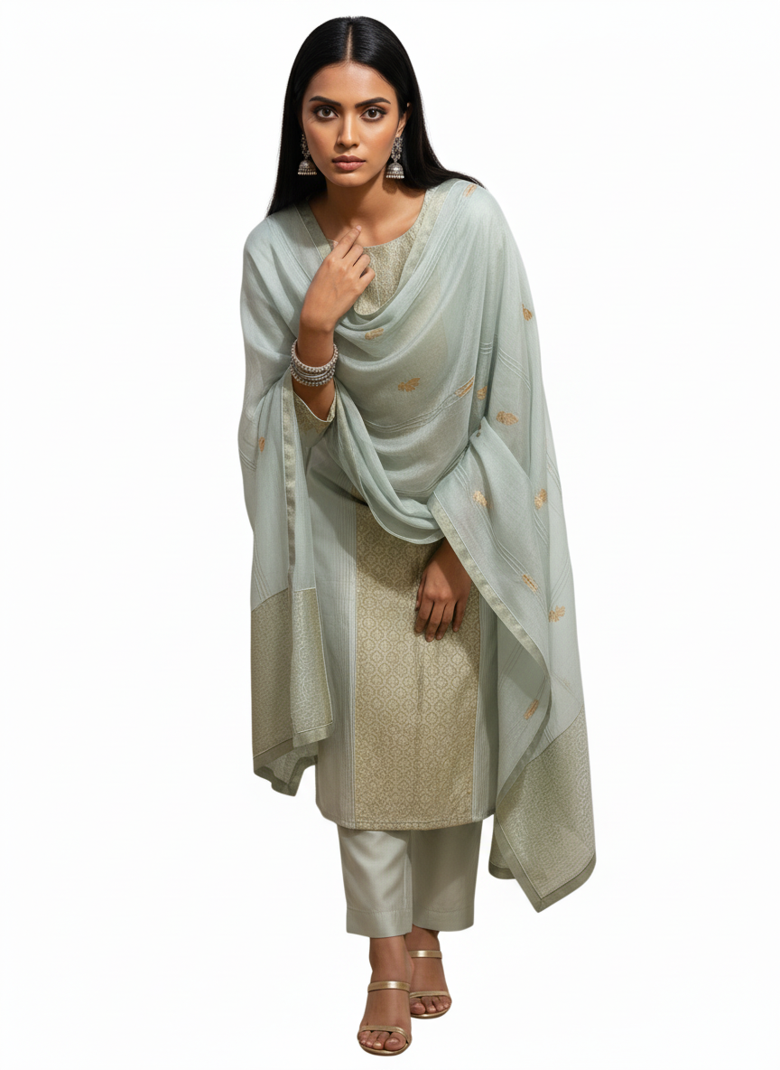 Semi Stitched Formal Chanderi Suitset