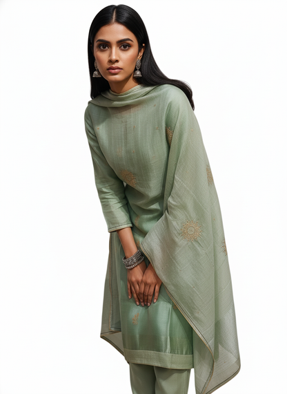 Semi Stitched Formal Chanderi Suitset