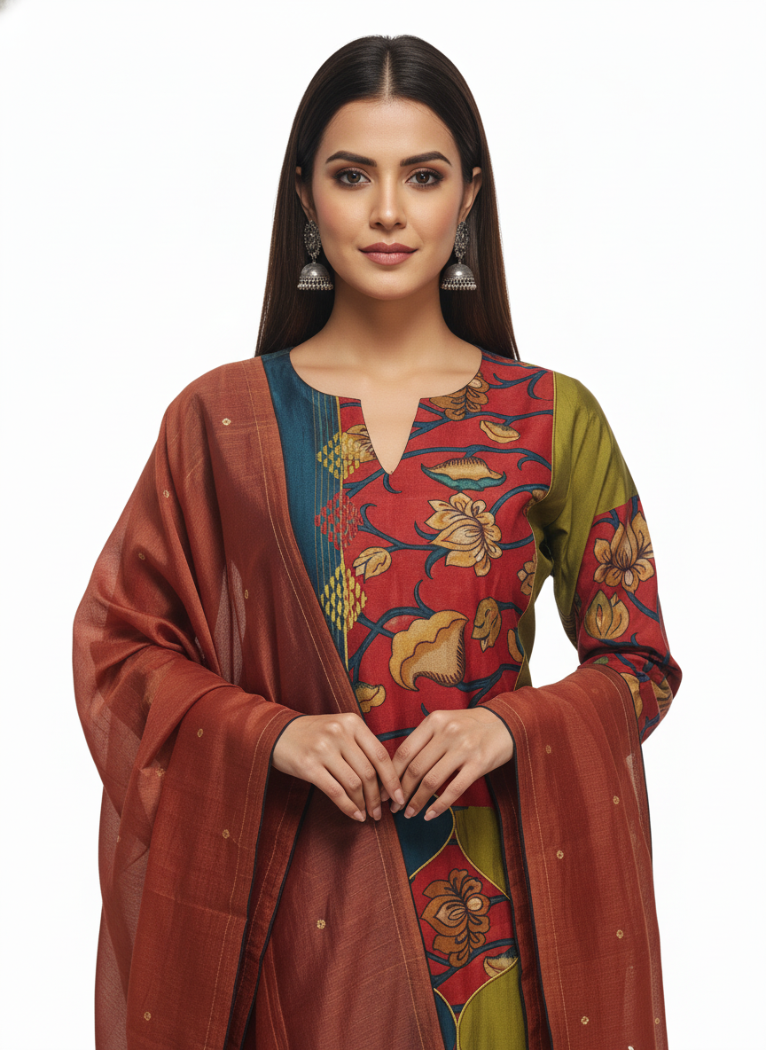 Semi Stitched Formal Chanderi Suitset
